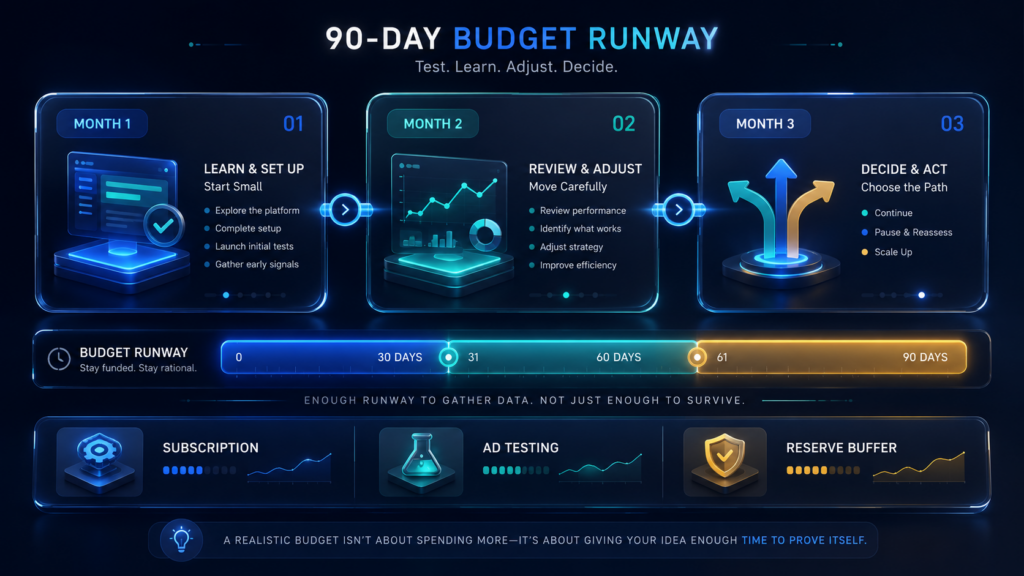 A 90-day Sellvia startup budget gives beginners more runway to learn, track data, and decide calmly instead of reacting after one good or bad week.