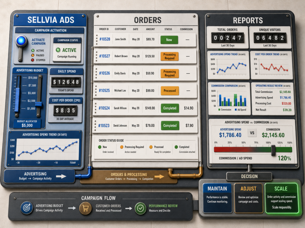 Sellvia Ads Campaign Control and Performance Monitoring