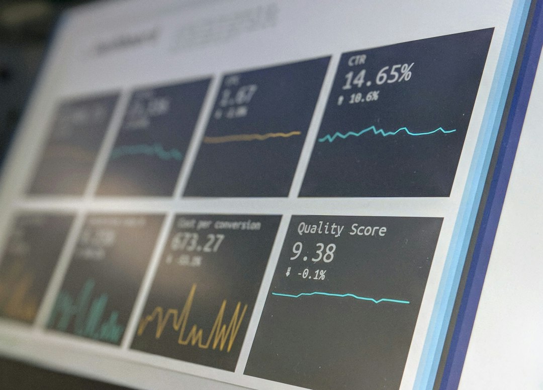 Analytics dashboard on a laptop illustrating Sellvia Ads campaign controls and performance data